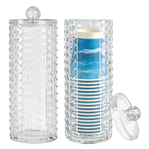 Legrape Clear Bathroom Cup Dispenser & Cotton Pad Holder Set - Space-Saving Organizers