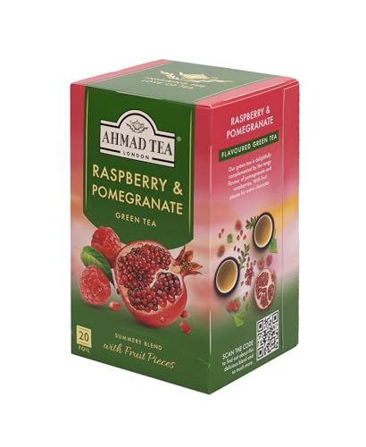 Ahmad Tea Raspberry & Pomegranate Green Tea - 20 Tagged Tea Bags