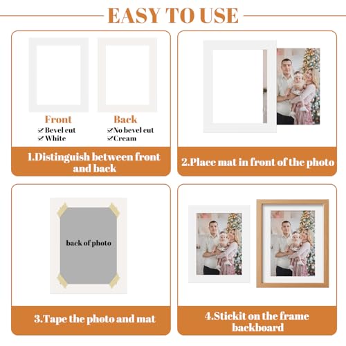 Cecliy 20 Pack Picture Frame Mats, 5x7 Matted to 4x5, Acid-Free White