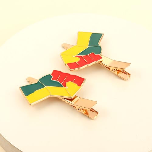 PHALIN Juneteenth Hair Clips African Map Power Fist Hair Barrettes