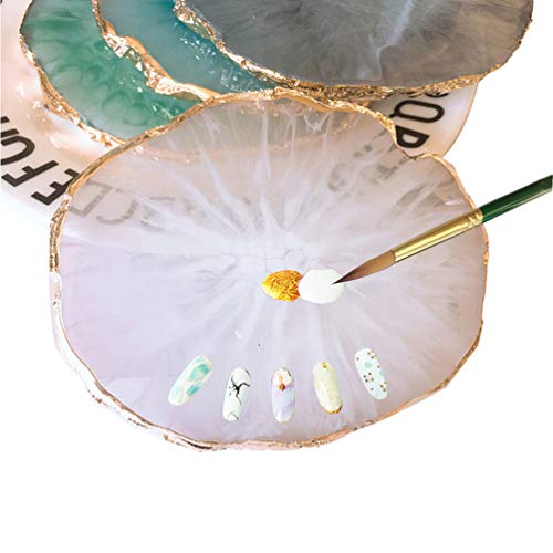JASSINS Resin Nail Art Palette with Gold Edge - White Mixing Tray for Gel Polish and Makeup
