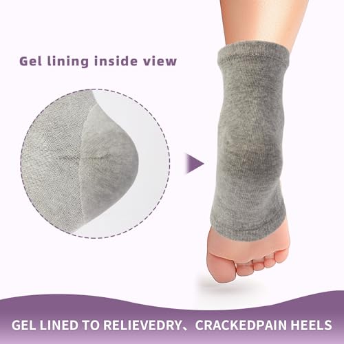 Silicone Gel Heel Socks for Dry Cracked Feet 2 Pairs Moisturizing