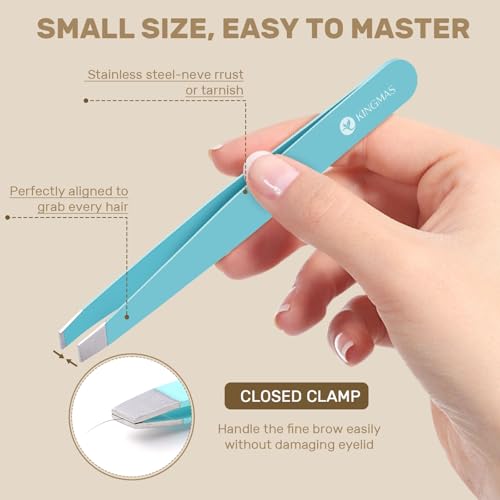 KINGMAS 10-Piece Eyebrow Tweezer, Scissor & Razor Grooming Kit with Case