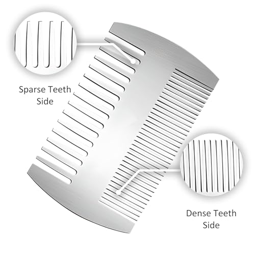 Kootinn Stainless Steel Beard Comb - Credit Card-Sized Anti-Static Grooming Tool