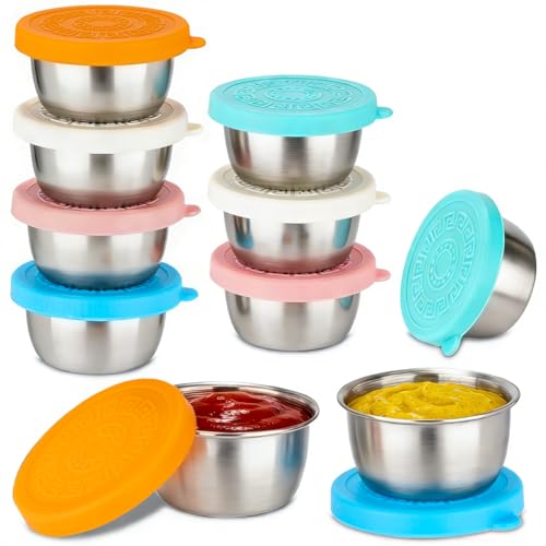 JUSTASHOW 1.6 oz Stainless Steel Salad Dressing Containers - 10 Pack