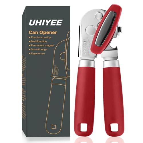 UHIYEE Manual Can Opener with Magnetic Lid Lifter - Arthritis Friendly, 420J2 Steel, Easy-Turn Knob