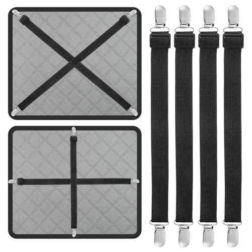 Adjustable Couch Cushion Cover Straps with Clips - Set of 4