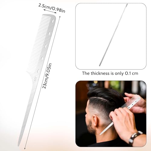 Mozeat Lens Stainless Steel Metal Rat Tail Comb for Hair Styling and Parting