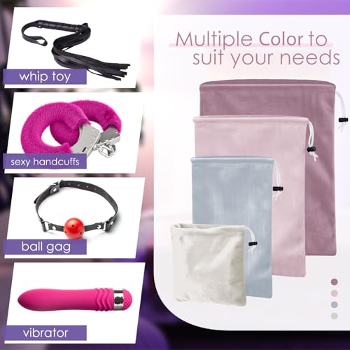 Amylove 4 Pcs Pink Satin Toy Storage Bags - Classic Design
