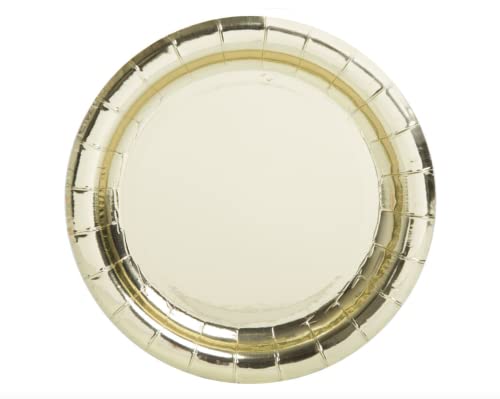 Gold Foil Round Dessert Plates - 7" - Pack of 8 for Parties