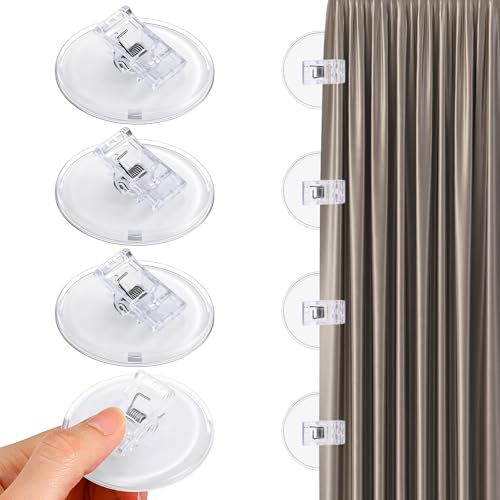4-Pack Self-Adhesive Shower Curtain Clips - Clear Splash Guard Holders