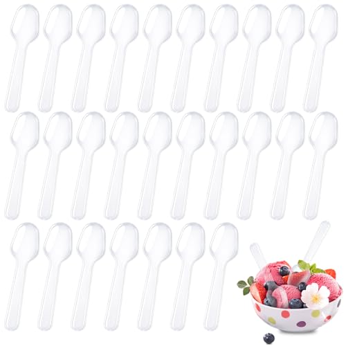 500 Mini Clear Plastic Dessert Spoons - 3 Inch Disposable Tasting Spoons
