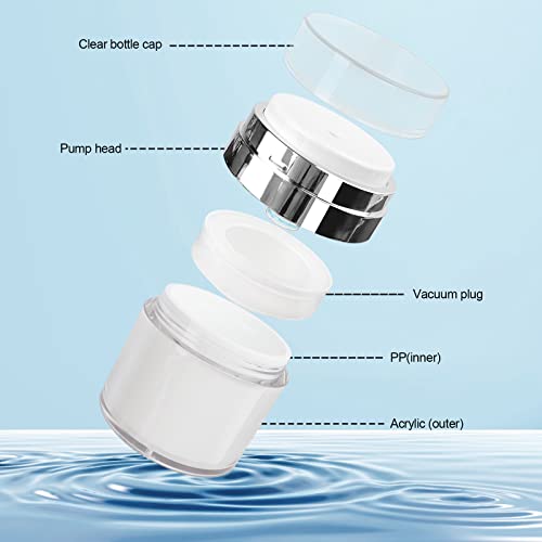 Mluchee Airless Pump Jar 0.5 Oz Travel Cream and Lotion Dispenser