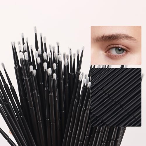 Mekupeu 100Pcs Disposable Micro Applicator Brushes for Eyelash Extensions and Makeup