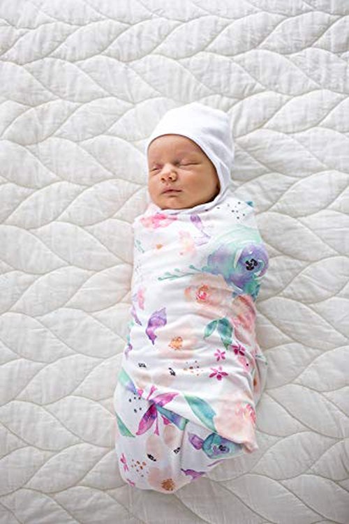 Copper Pearl Large Premium Knit Baby Swaddle Receiving Blanket Floral Bloom
