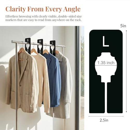 8 Pack Clothing Rack Dividers - Preprinted Size Labels for Organizing Closet