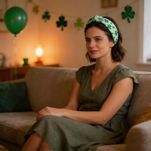 St. Patrick's Day Shamrock Knot Headband Green Hair Accessory