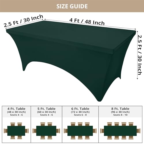 Utopia Kitchen 4FT Hunter Green Spandex Table Cloth - 2 Pack