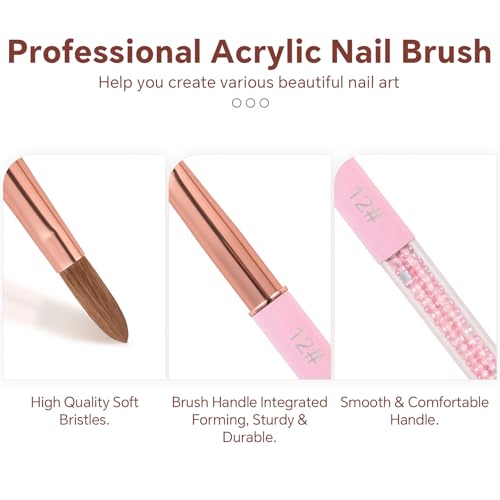 Siyuwuro Kolinsky Acrylic Nail Brush Size 14 Oval Nail Art Brush