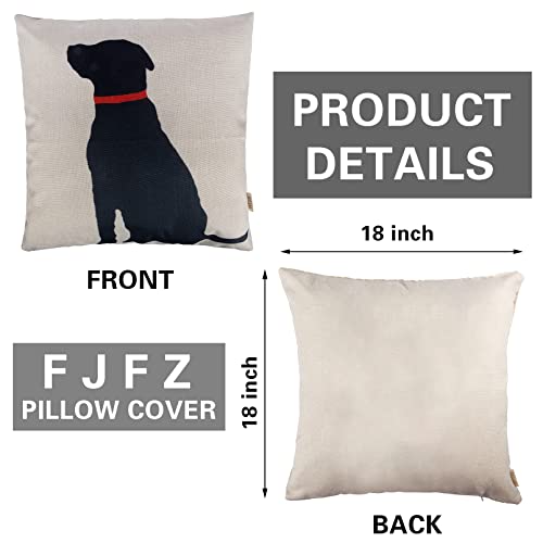 Dog Print Cotton Linen Throw Pillow Cover 18 x 18 Inch Decorative Cushion