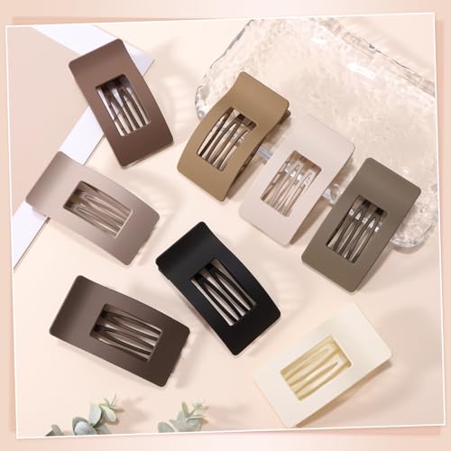 Flat Hair Claw Clips 8 Pcs Medium French Barrettes Non-Slip