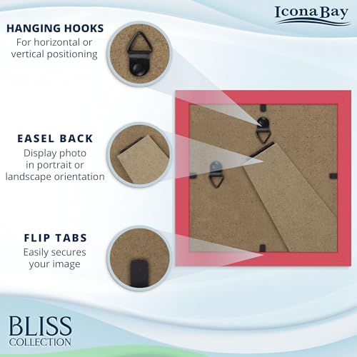 Icona Bay 4x4 Red Picture Frame with 3x3 Mat - Modern Design