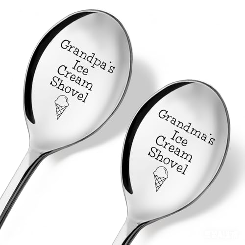 Funny Ice Cream Shovel Set for Grandparents - Small Engraved Spoon Pair, Birthday & Christmas Gift Variation L