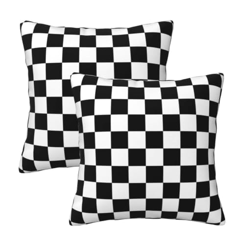 Black & White Checkered Throw Pillow Covers 18x18 Inch (Pack of 2)