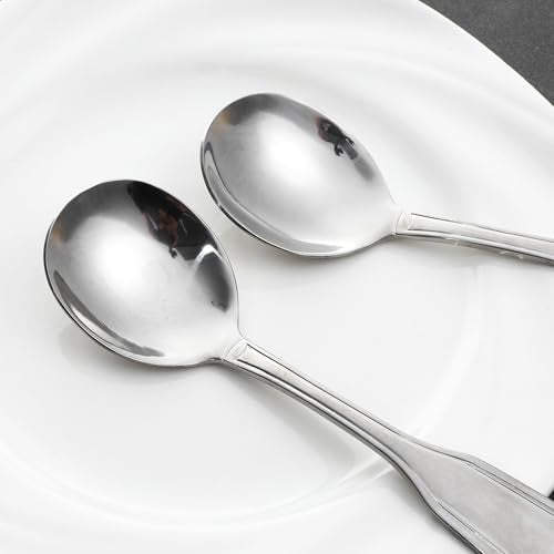 2-Piece Stainless Steel Soup Spoons - 6.4-Inch Dishwasher Safe