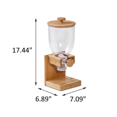 Honey-Can-Do Compact Dry Food Dispenser, Single Control & Snack Storage Container for Countertop or Pantry, Bamboo