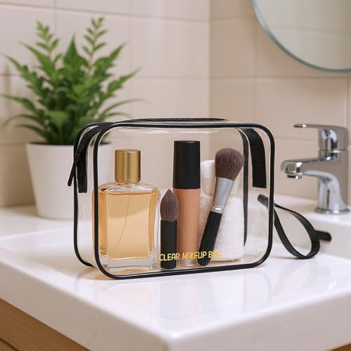 Icramsy Clear Makeup Bag 2-Pack TSA Approved Waterproof Toiletry Bag