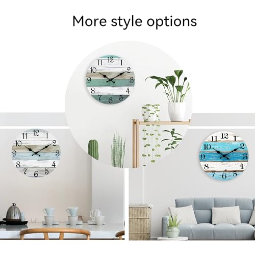 Rustic 8" Silent Wall Clock - Nautical Ocean Themed Decor
