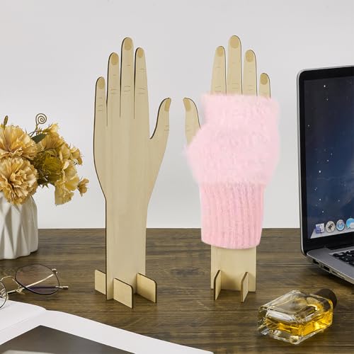 Wooden Glove Display Stand for Fingerless Gloves - 1 Pair