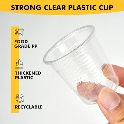 RACETOP 3 oz Disposable Plastic Cups Bulk Pack of 100 - Clear Party Drinkware