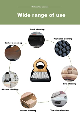 Mini Broom and Dustpan Set with Bamboo Handle for Desktop and Keyboard