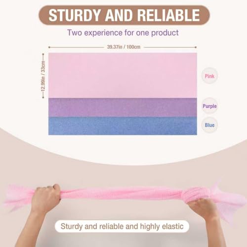 Extra-Long African Net Sponge 3-Pack - Exfoliating Body Scrubber for Back