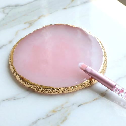 Kynigo Resin Nail Art Palette with Gilded Edge for Color Mixing Pink