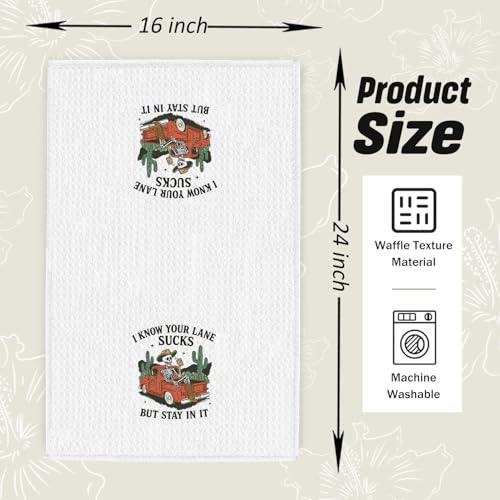 Gothic Skeleton Cowboy Kitchen Dish Towels 16x24 Inch