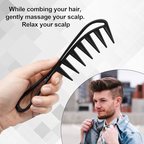 Qjaiune Wide Tooth Hair Comb Set 2-Pack for Curly Hair and Beard Grooming