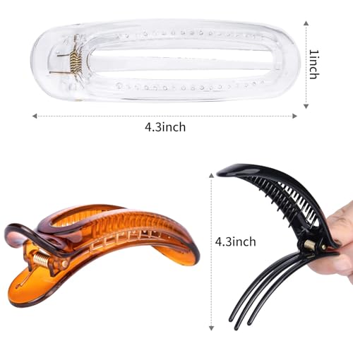 Aileam 6PCS Flat Claw Clips French Acrylic Hair Barrette Set