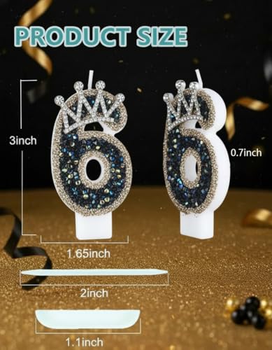Pink Glitter Crown Birthday Candle Number 6 - Cake Topper