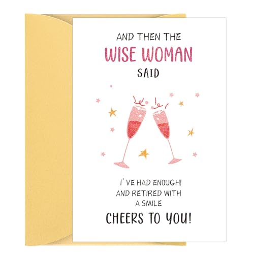 Funny Retirement Card for Women - Pink Champagne Design
