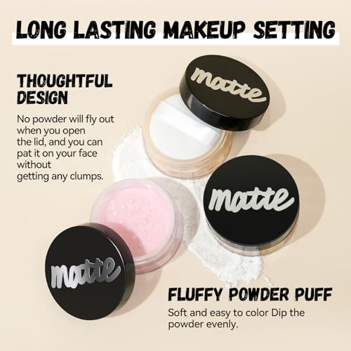 BEUKING Matte Setting Powder Waterproof Face Loose Powder Brown 0.21 oz