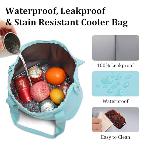 MEXS 15L Neoprene Insulated Lunch Bag - Large Leakproof Tote in Light Blue