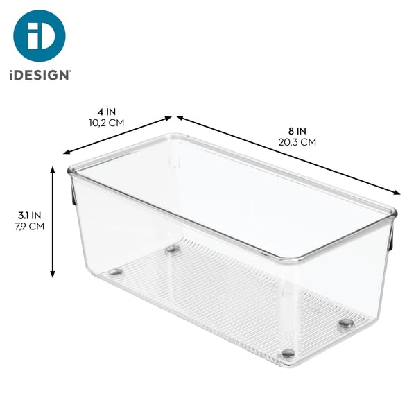 iDesign Linus Clear Drawer Organizer Bin, 8x4 Inch - Set of 2