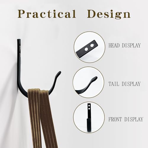 YUPENLAI 3 Pack Wall Hooks - Heavy Duty Metal Hooks, 22 LB Capacity, for Coats, Bags, Towels, Black