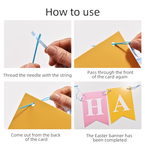 Happy Easter Banner Kit with Bunny Carrot Flags and String