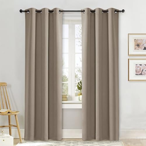 NICETOWN Blackout Curtain Panel, Thermal Insulated Window Drape, Taupe, 42x84
