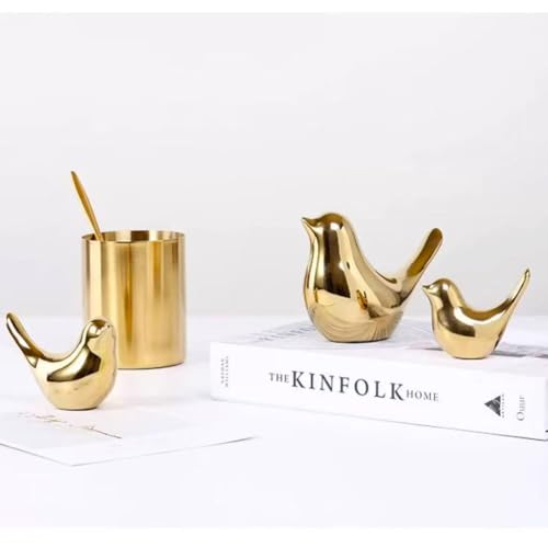 Set of 2 Ceramic Bird Figurines - Modern Home Decor Statues