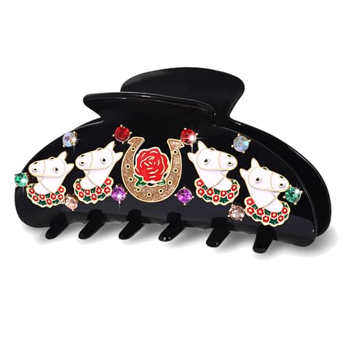 PHALIN Kentucky Derby Large Acrylic Hair Claw Clip Horse Crystal Black